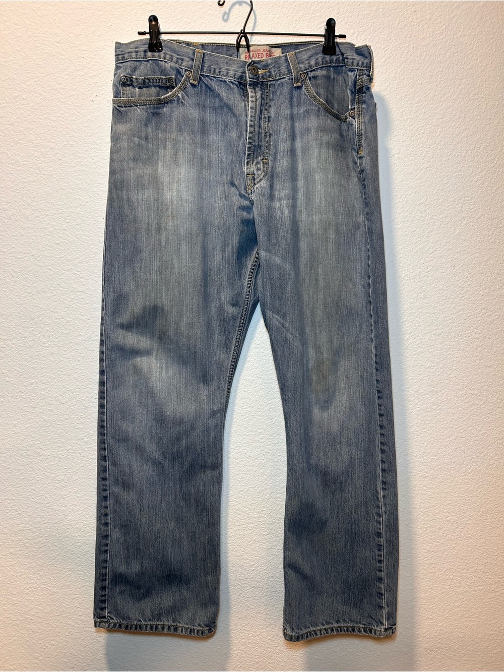 Wrangler Men’s Southwestern Blue Relaxed Fit Grunge Jeans